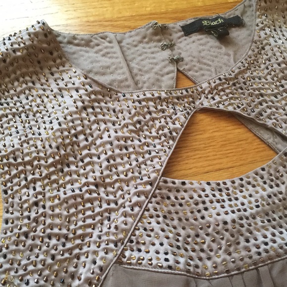 Black Embroidered Taupe Dress - Picture 3 of 5